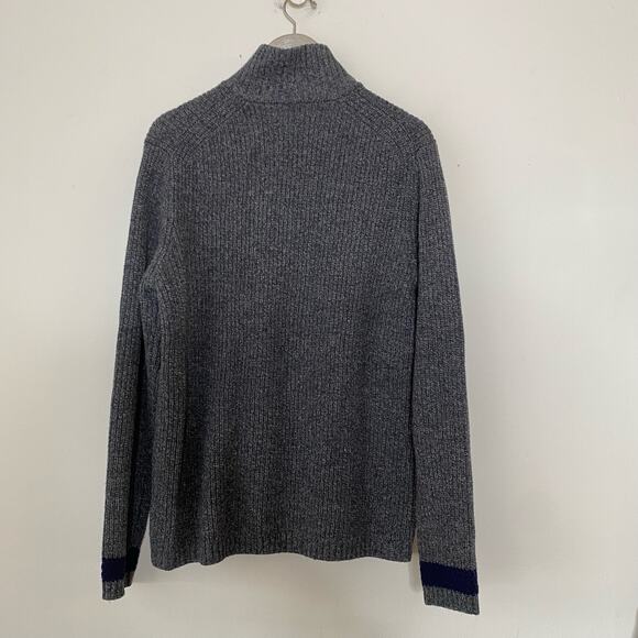 BODEN Men's Gray Navy Tarbert Half Zip Ribbed Knit Sweater Size Large - Picture 6 of 7